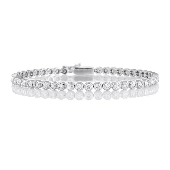 GB Bracelets Bezel Set 540 Carats Round Cut Natural Earth Mined Diamond Bracelet White Gold 14K GB Bracelets Bezel Set 540 Carats Round Cut Natural Earth Mined Diamond Bracelet White Gold 14K