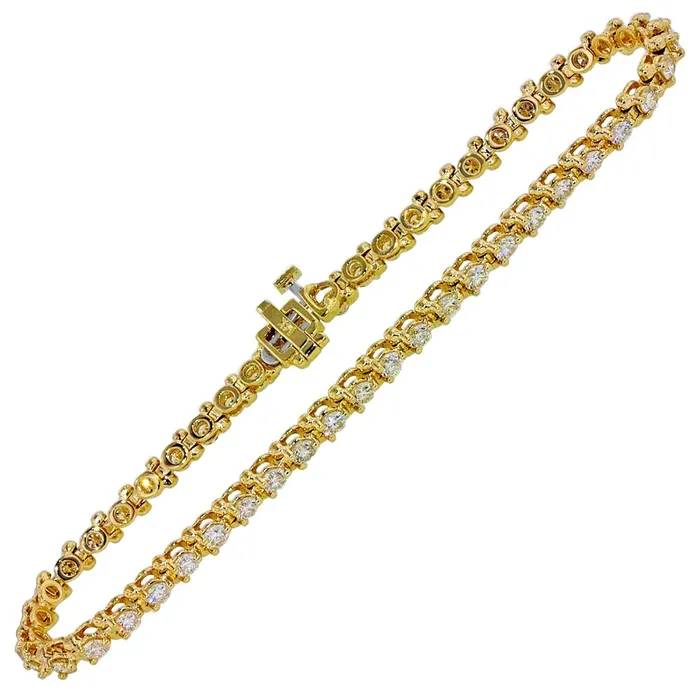 GB Bracelets Round Cut 3 Carats Natural Earth Mined Diamonds Tennis Bracelet Prong Set YG 14K GB Bracelets Round Cut 3 Carats Natural Earth Mined Diamonds Tennis Bracelet Prong Set YG 14K