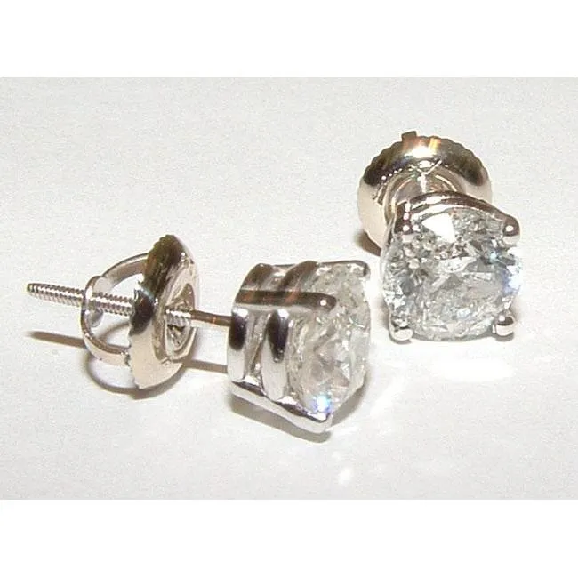 GB Earrings 142 Ct Round Natural Earth Mined Diamond Stud Earrings Studs 14K White Gold GB Earrings 142 Ct Round Natural Earth Mined Diamond Stud Earrings Studs 14K White Gold
