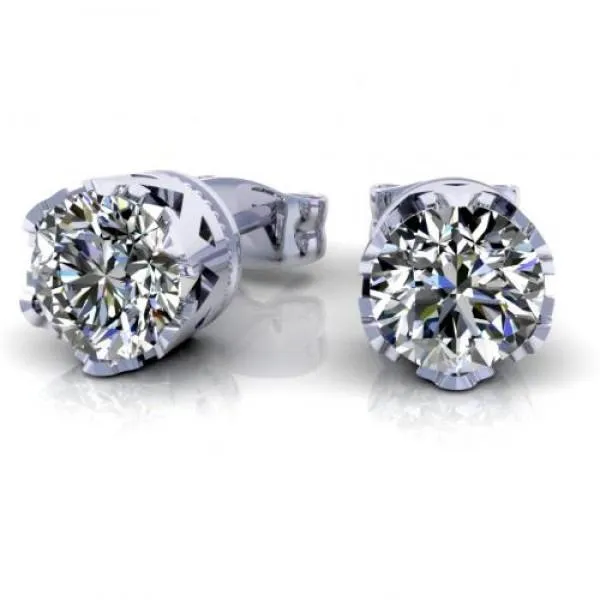 GB Earrings 1 Carat Round Cut Natural Earth Mined Diamond Stud Earring 14K White Gold GB Earrings 1 Carat Round Cut Natural Earth Mined Diamond Stud Earring 14K White Gold