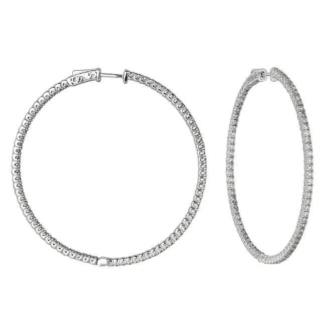 GB Earrings 3 Carat Round Brilliant Natural Earth Mined Diamond Hoop Pair Earring Solid Gold 14K New GB Earrings 3 Carat Round Brilliant Natural Earth Mined Diamond Hoop Pair Earring Solid Gold 14K New
