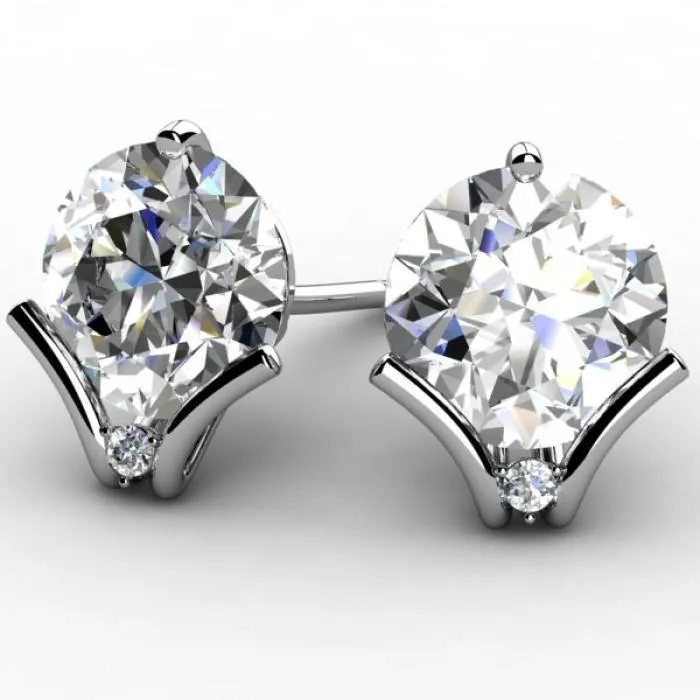 GB Earrings Big Round Cut 620 Ct Natural Earth Mined Diamonds Women Studs Earring White Gold