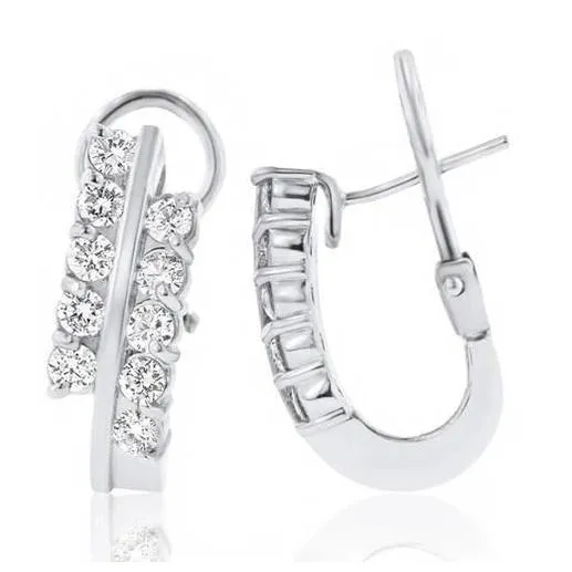 GB Earrings Hoop Earrings White Gold Sparkling Brilliant Cut 3 Ct Natural Earth Mined Diamonds Lady GB Earrings Hoop Earrings White Gold Sparkling Brilliant Cut 3 Ct Natural Earth Mined Diamonds Lady