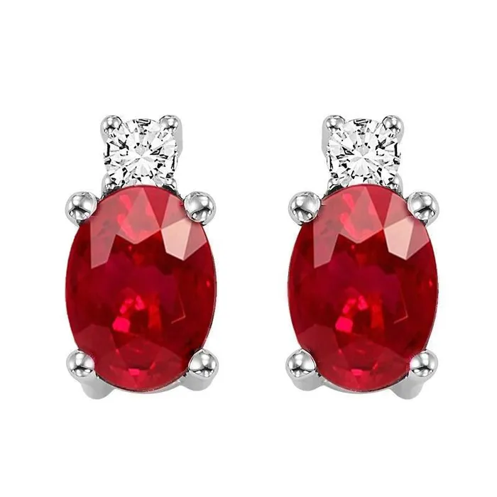 GB Earrings Prong Set 11 Ct Ruby And Natural Earth Mined Diamonds Studs Earrings White Gold 14K GB Earrings Prong Set 11 Ct Ruby And Natural Earth Mined Diamonds Studs Earrings White Gold 14K