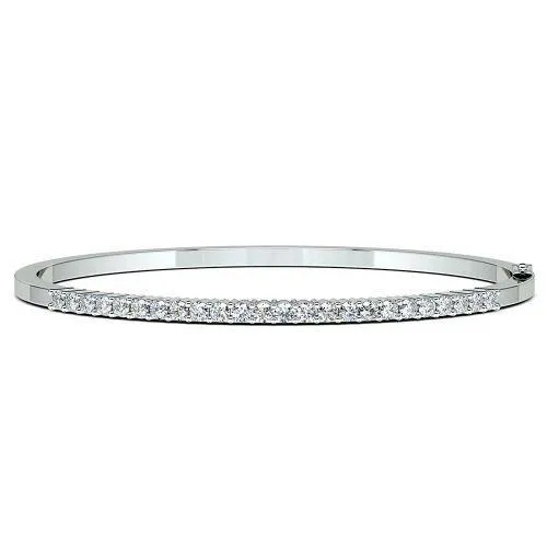 GB Earrings Round Natural Earth Mined Diamond Bangle 260 Carats 14K White Gold GB Earrings Round Natural Earth Mined Diamond Bangle 260 Carats 14K White Gold