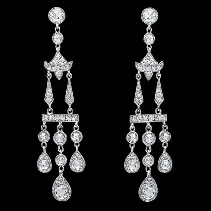 GB Earrings Sparkling Chandelier Natural Earth Mined Diamond Earrings 3 Carat Earring GB Earrings Sparkling Chandelier Natural Earth Mined Diamond Earrings 3 Carat Earring