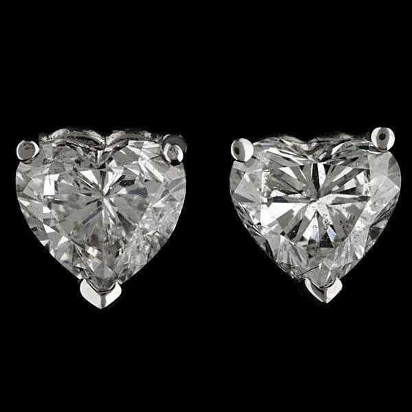 GB Earrings Sparkling Heart Cut Solitaire Natural Earth Mined Diamond Stud Earrings White Gold 14K GB Earrings Sparkling Heart Cut Solitaire Natural Earth Mined Diamond Stud Earrings White Gold 14K