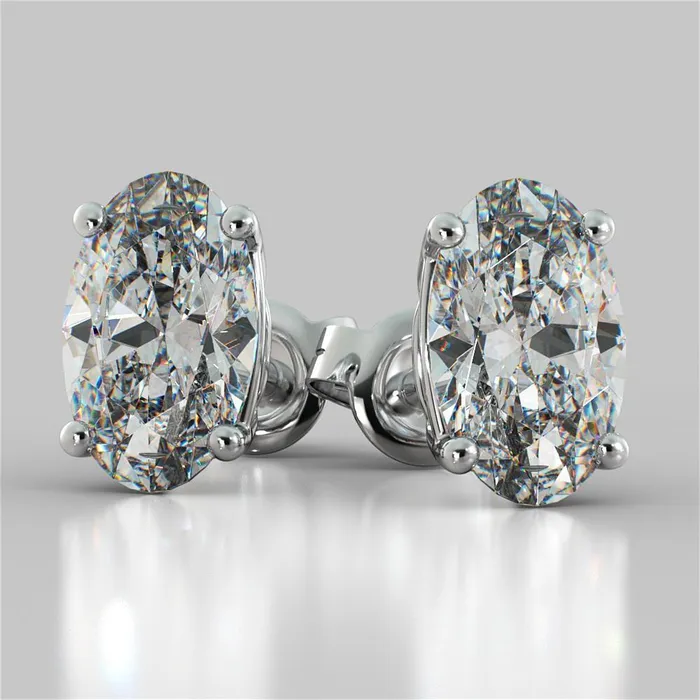 GB Earrings Stud Women Natural Earth Mined Diamond Earrings 2 Carats White Gold Prong Set Oval Cut GB Earrings Stud Women Natural Earth Mined Diamond Earrings 2 Carats White Gold Prong Set Oval Cut