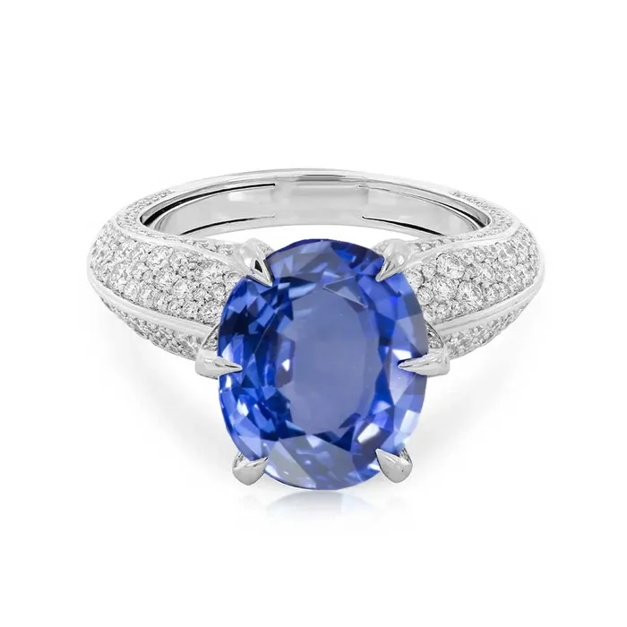 GB High Quality Sapphire And Natural Earth Mined Diamond Ring Rings
