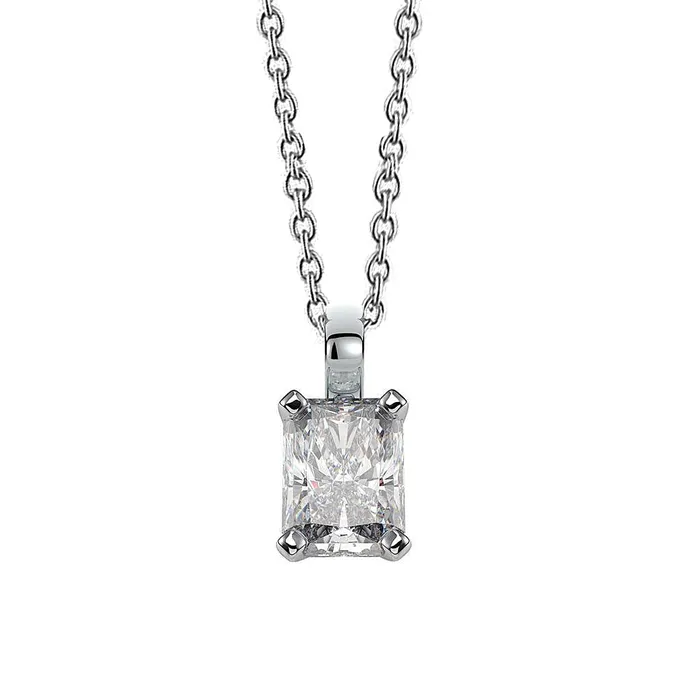 GB Necklaces 2 Ct Radiant Natural Earth Mined Diamond Necklace Pendant Prong Set White Solid Gold 14K GB Necklaces 2 Ct Radiant Natural Earth Mined Diamond Necklace Pendant Prong Set White Solid Gold 14K