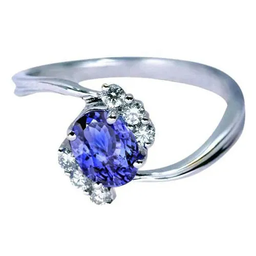GB Rings 175 Carat Oval Tanzanite Round Natural Earth Mined Diamonds Ring Gemstone Jewelry GB Rings 175 Carat Oval Tanzanite Round Natural Earth Mined Diamonds Ring Gemstone Jewelry