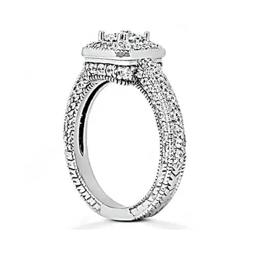 GB Rings 175 Carats Real Natural Earth Mined Diamond Engagement Ring Pave Setting Milgrain Jewelry New GB Rings 175 Carats Real Natural Earth Mined Diamond Engagement Ring Pave Setting Milgrain Jewelry New