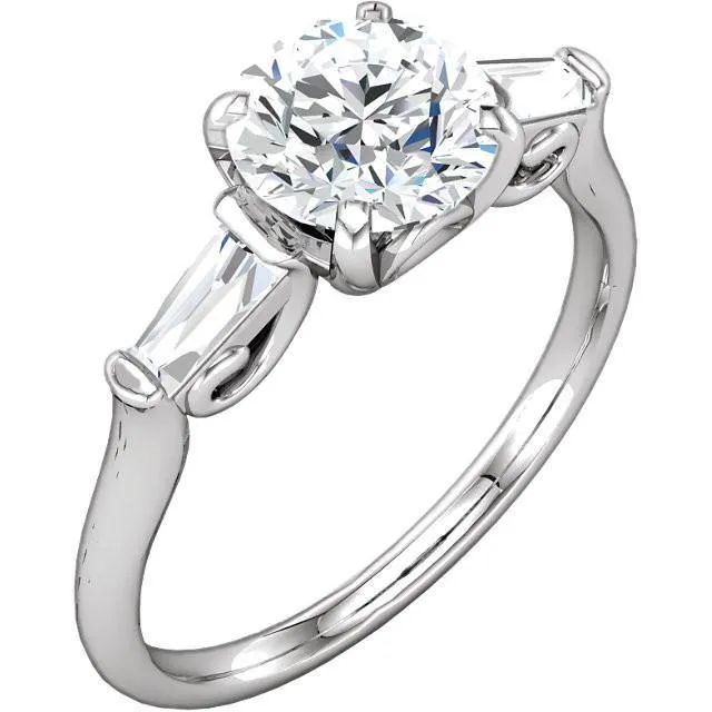GB Rings 201 Ct Round And Baguette Natural Earth Mined Diamond 3 Stone Engagement Ring White Gold GB Rings 201 Ct Round And Baguette Natural Earth Mined Diamond 3 Stone Engagement Ring White Gold