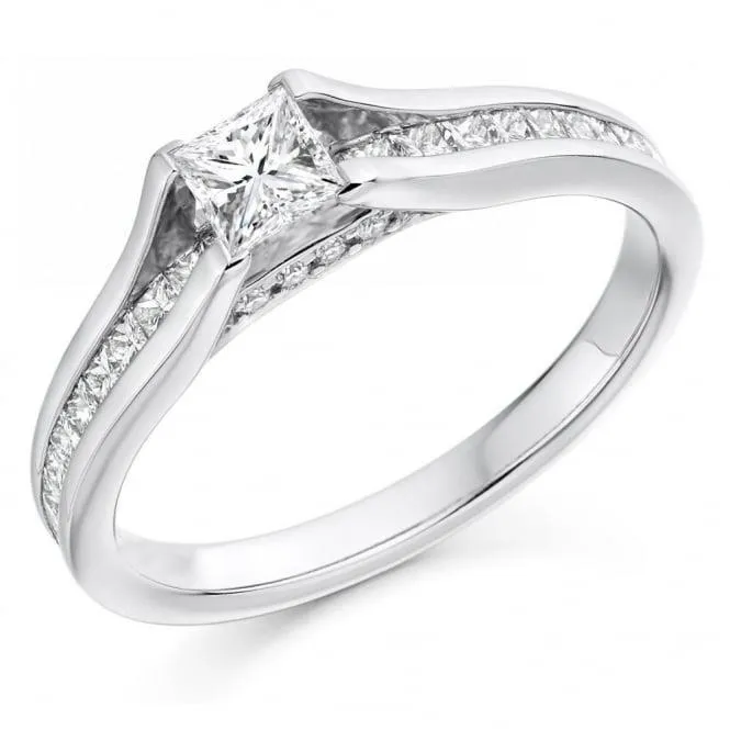 GB Rings 260 Carats Princess Natural Earth Mined Diamond Wedding Ring With Accents White Gold GB Rings 260 Carats Princess Natural Earth Mined Diamond Wedding Ring With Accents White Gold