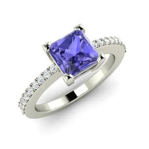 GB Rings 340 Carats Tanzanite And Natural Earth Mined Diamonds Wedding Ring 14K White Gold GB Rings 340 Carats Tanzanite And Natural Earth Mined Diamonds Wedding Ring 14K White Gold