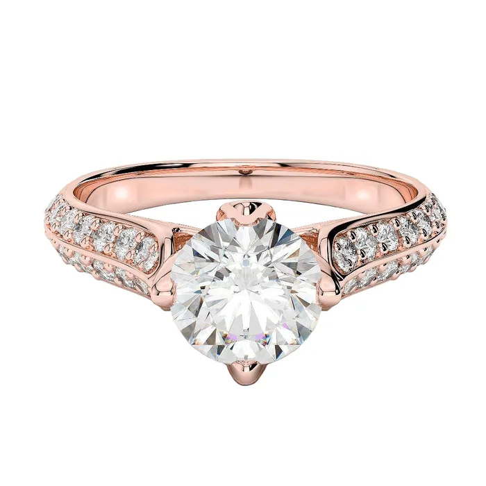 GB Rings 375 Carats Round Cut Real Natural Earth Mined Diamonds Engagement Ring New Rose Gold 14K GB Rings 375 Carats Round Cut Real Natural Earth Mined Diamonds Engagement Ring New Rose Gold 14K