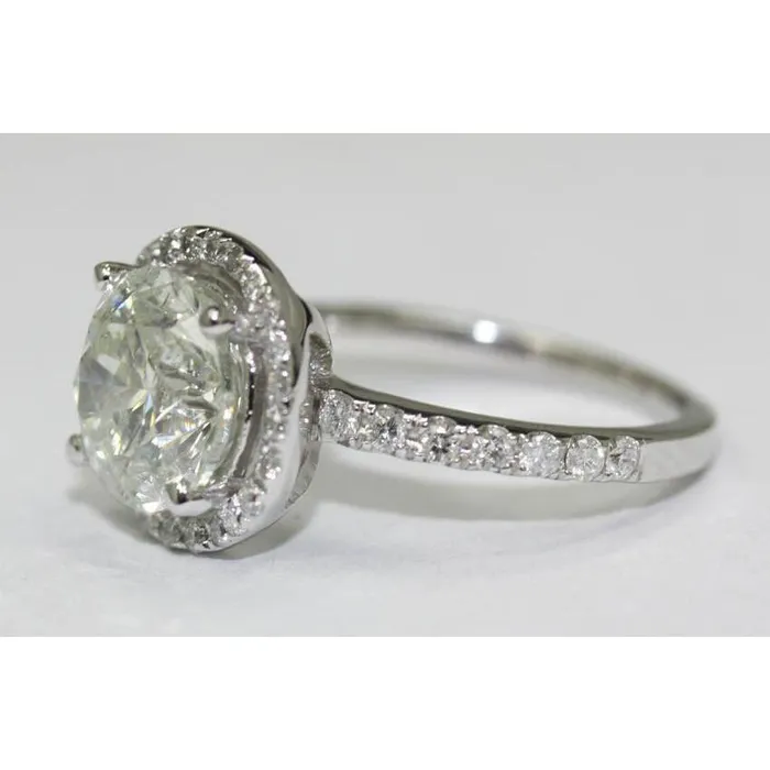 GB Rings 3 Carat Round Natural Earth Mined Diamond Engagement Ring Solitaire With Accents White Gold GB Rings 3 Carat Round Natural Earth Mined Diamond Engagement Ring Solitaire With Accents White Gold