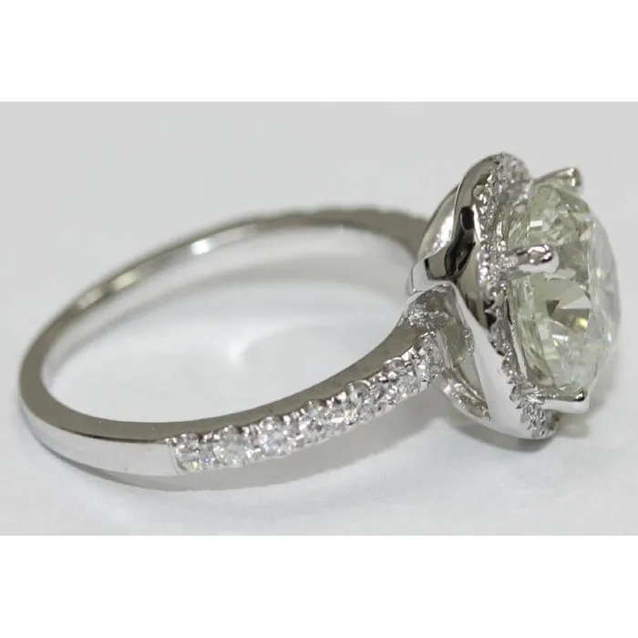 GB Rings 3 Carat Round Natural Earth Mined Diamond Engagement Ring Solitaire With Accents White Gold GB Rings 3 Carat Round Natural Earth Mined Diamond Engagement Ring Solitaire With Accents White Gold