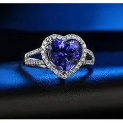 GB Rings 445 Ct Blue Heart Cut Sapphire And Natural Earth Mined Diamond Fancy Ring White Gold 14K GB Rings 445 Ct Blue Heart Cut Sapphire And Natural Earth Mined Diamond Fancy Ring White Gold 14K