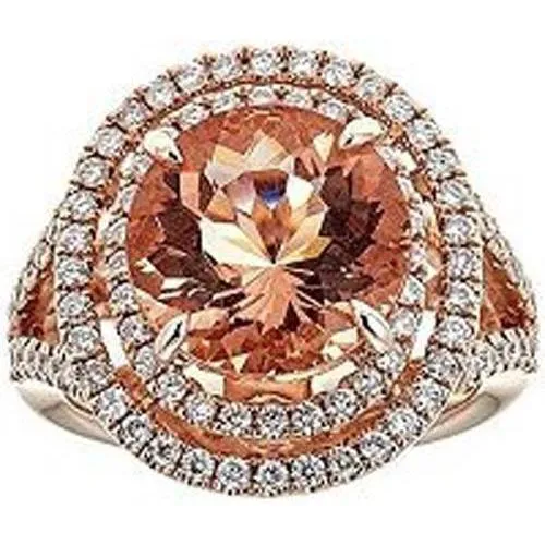 GB Rings 8 Ct Morganite Halo Natural Earth Mined Diamonds Ring White Gold 14K New GB Rings 8 Ct Morganite Halo Natural Earth Mined Diamonds Ring White Gold 14K New