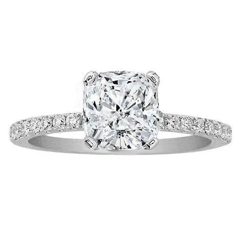 GB Rings Cushion Cut Pave Set 350 Carat Natural Earth Mined Diamond Solitaire Ring With Accents GB Rings Cushion Cut Pave Set 350 Carat Natural Earth Mined Diamond Solitaire Ring With Accents
