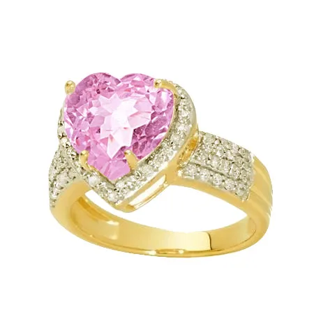 GB Rings Heart Shape Kunzite With Round Natural Earth Mined Diamonds 825 Ct Ring Yellow Gold GB Rings Heart Shape Kunzite With Round Natural Earth Mined Diamonds 825 Ct Ring Yellow Gold