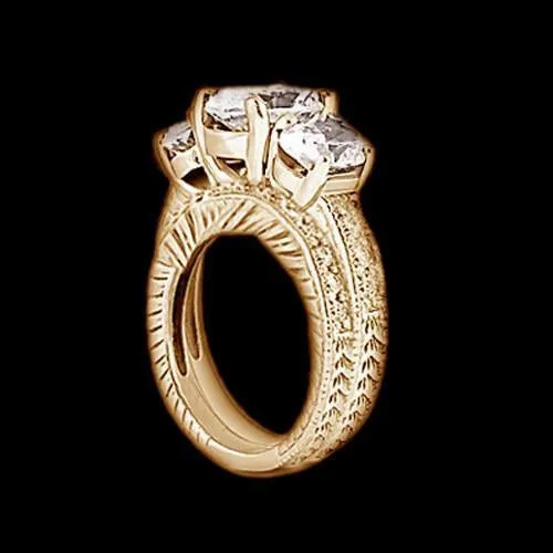 GB Rings Natural Earth Mined Diamond Engagement Ring 3 Stone Band Set Antique Style 301 Ct YG 14K GB Rings Natural Earth Mined Diamond Engagement Ring 3 Stone Band Set Antique Style 301 Ct YG 14K