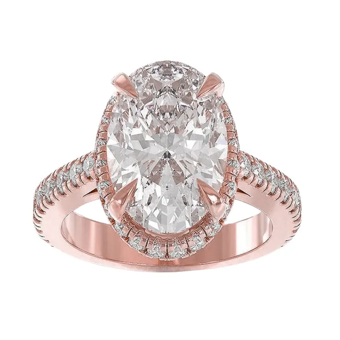 GB Rings Oval Halo Natural Earth Mined Diamond Engagement Ring With Accents 375 Ct Rose Gold 14K GB Rings Oval Halo Natural Earth Mined Diamond Engagement Ring With Accents 375 Ct Rose Gold 14K