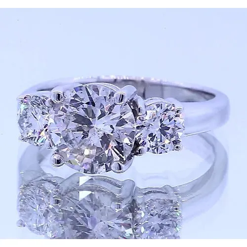 GB Rings Three Stone Lab Grown Diamond Round Engagement Ring Prong Set GB Rings Three Stone Lab Grown Diamond Round Engagement Ring Prong Set