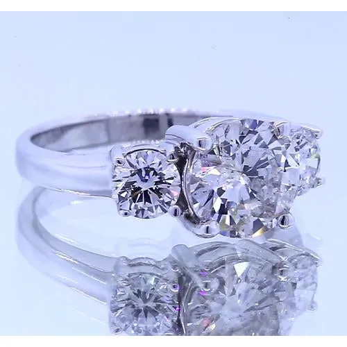 GB Rings Three Stone Lab Grown Diamond Round Engagement Ring Prong Set GB Rings Three Stone Lab Grown Diamond Round Engagement Ring Prong Set