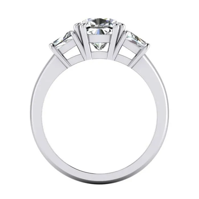 GB Sparkling Three Stone 220 Carats Cushion Natural Earth Mined Diamond Wedding Ring Rings