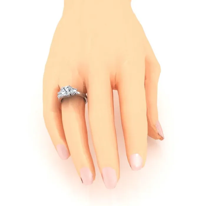 GB Sparkling Three Stone 220 Carats Cushion Natural Earth Mined Diamond Wedding Ring Rings