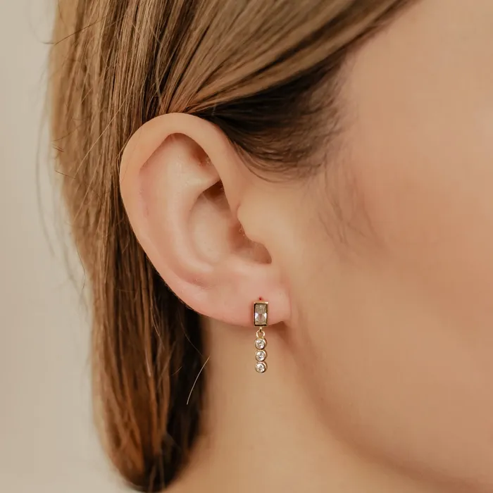 Gemstone Baguette and Triad Stud Earrings Sterling Silver Hey Happiness Earrings Gemstone Baguette and Triad Stud Earrings Sterling Silver Hey Happiness Earrings