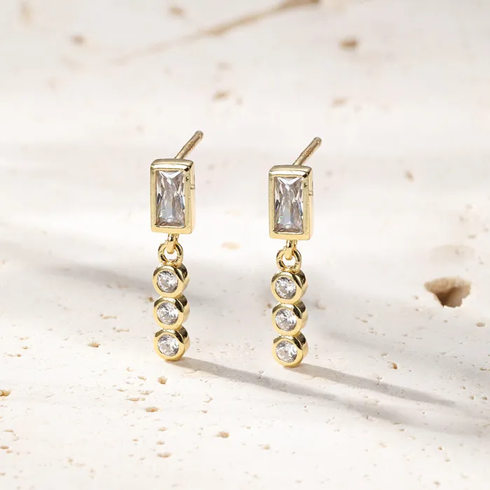 Gemstone Baguette and Triad Stud Earrings Sterling Silver Hey Happiness Earrings Gemstone Baguette and Triad Stud Earrings Sterling Silver Hey Happiness Earrings