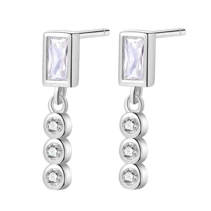 Gemstone Baguette and Triad Stud Earrings Sterling Silver Hey Happiness Earrings Gemstone Baguette and Triad Stud Earrings Sterling Silver Hey Happiness Earrings