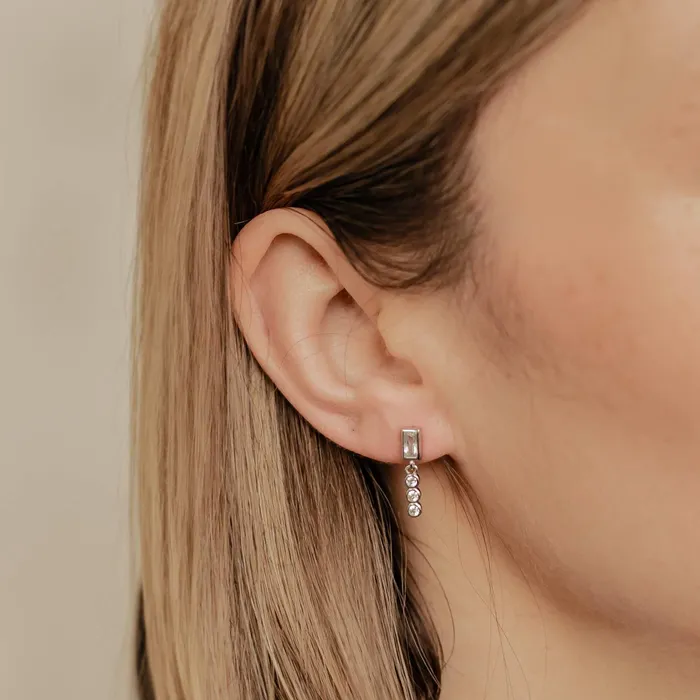 Gemstone Baguette and Triad Stud Earrings Sterling Silver Hey Happiness Earrings Gemstone Baguette and Triad Stud Earrings Sterling Silver Hey Happiness Earrings
