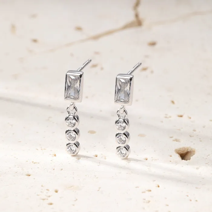 Gemstone Baguette and Triad Stud Earrings Sterling Silver Hey Happiness Earrings Gemstone Baguette and Triad Stud Earrings Sterling Silver Hey Happiness Earrings