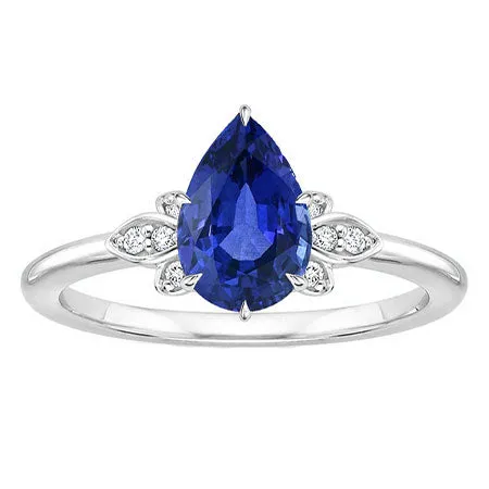 Gemstone Diamond Ring 2 Ct Pear Ceylon Sapphire 14K Gold HarryChadEntcom Rings Gemstone Diamond Ring 2 Ct Pear Ceylon Sapphire 14K Gold HarryChadEntcom Rings