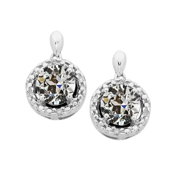 Genuine Diamond Round Old Miner Drop Earrings 3 Carats 14K White Gold HarryChadEntcom Earrings Genuine Diamond Round Old Miner Drop Earrings 3 Carats 14K White Gold HarryChadEntcom Earrings