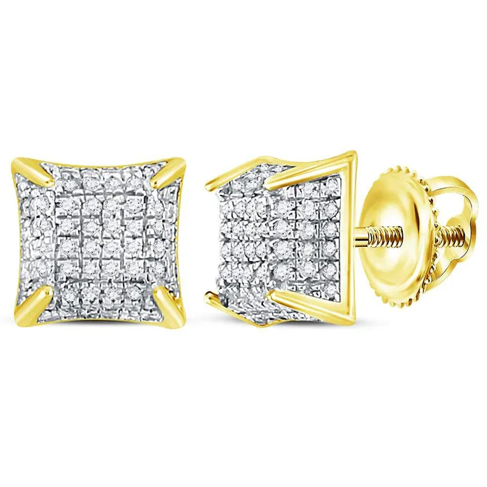 GND 10Kt Yellow Gold Mens Round Diamond Square Stud Earrings 13 Cttw GND Earrings GND 10Kt Yellow Gold Mens Round Diamond Square Stud Earrings 13 Cttw GND Earrings