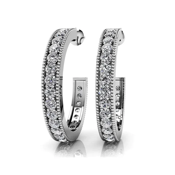 Half Hoop Natural Earth Mined Diamond Vinatge Style Earrings GB Earrings Half Hoop Natural Earth Mined Diamond Vinatge Style Earrings GB Earrings