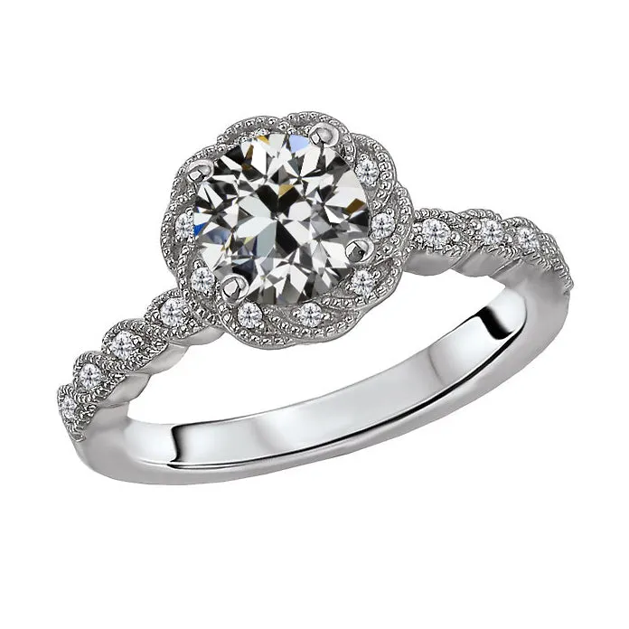 Halo Engagement Ring Round Old Mine Cut Real Natural Earth Mined Diamond 350 Carats 14K Gold HarryChadEntcom Rings