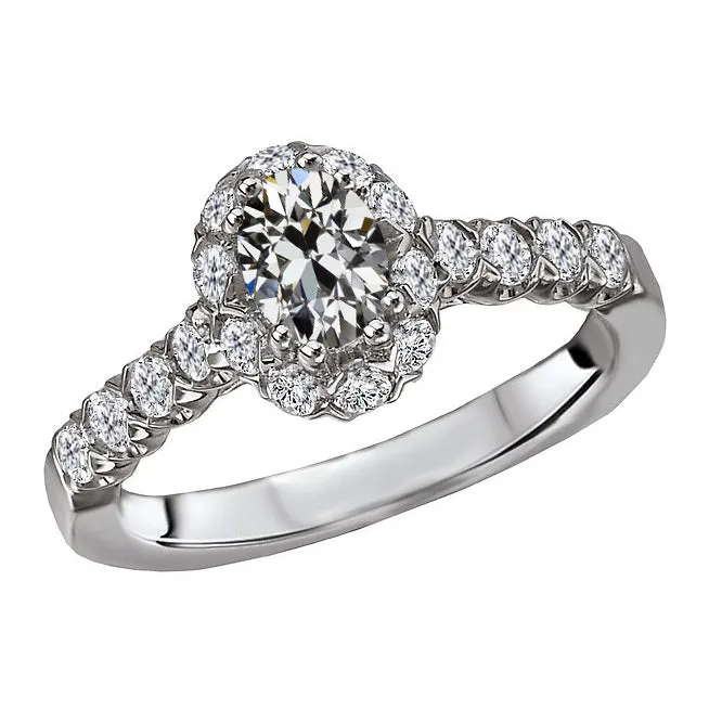 HarryChadEntcom 350 Carats Oval Old Mine Cut Halo Solitaire With Accents Genuine Diamond Ring Rings HarryChadEntcom 350 Carats Oval Old Mine Cut Halo Solitaire With Accents Genuine Diamond Ring Rings