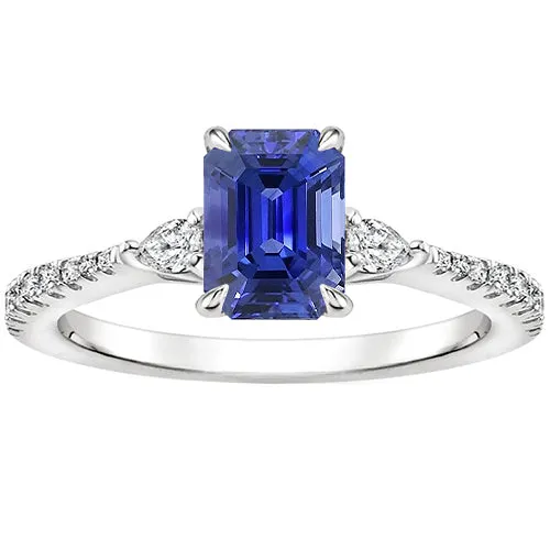 HarryChadEntcom 3 Stones Ring With Accents Emerald Blue Sapphire Pear 450 Carats Rings HarryChadEntcom 3 Stones Ring With Accents Emerald Blue Sapphire Pear 450 Carats Rings