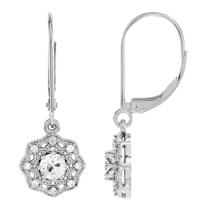 HarryChadEntcom Earrings 250 Carats Flower Style Round Old Miner Real Diamond Leverback Earrings HarryChadEntcom Earrings 250 Carats Flower Style Round Old Miner Real Diamond Leverback Earrings