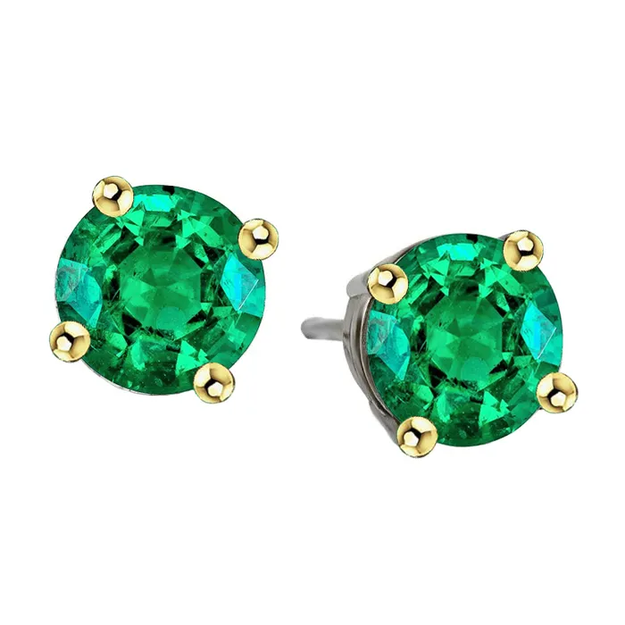 HarryChadEntcom Earrings 8 Carat Womens Green Emerald Stud Earrings Round Cut HarryChadEntcom Earrings 8 Carat Womens Green Emerald Stud Earrings Round Cut
