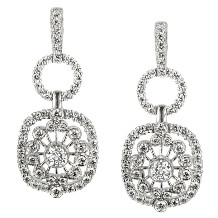HarryChadEntcom Earrings Ladies Natural Diamond Old Miner Dangle Earrings Flower Style 450 Carats HarryChadEntcom Earrings Ladies Natural Diamond Old Miner Dangle Earrings Flower Style 450 Carats