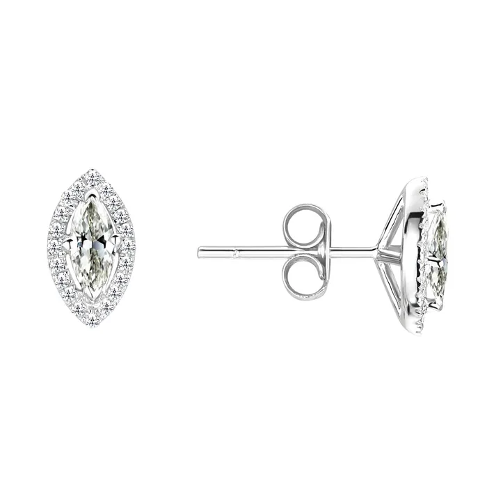 HarryChadEntcom Earrings Marquise Old Miner Real Diamond Halo Stud Earrings V Prong Set 2 Carats HarryChadEntcom Earrings Marquise Old Miner Real Diamond Halo Stud Earrings V Prong Set 2 Carats