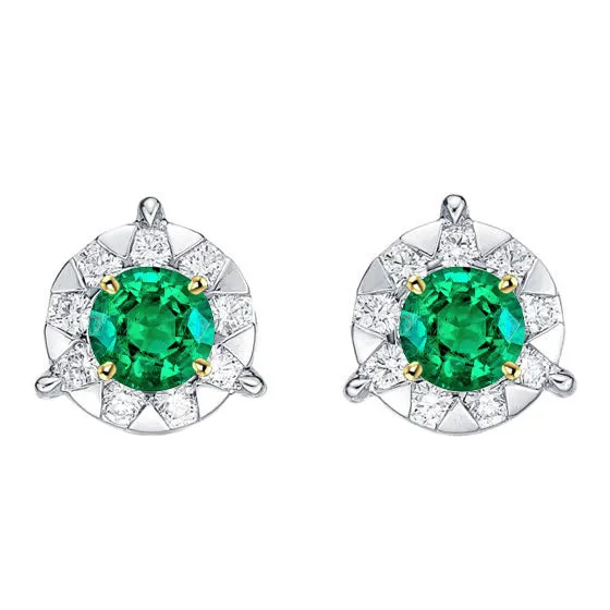 HarryChadEntcom Earrings Round Unique Green Emerald Studs Women Earrings