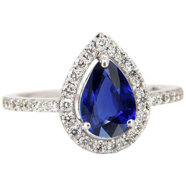 HarryChadEntcom Halo Blue Sapphire Natural Earth Mined Diamond Engagement Ring Pear Cut 350 Carats Rings HarryChadEntcom Halo Blue Sapphire Natural Earth Mined Diamond Engagement Ring Pear Cut 350 Carats Rings